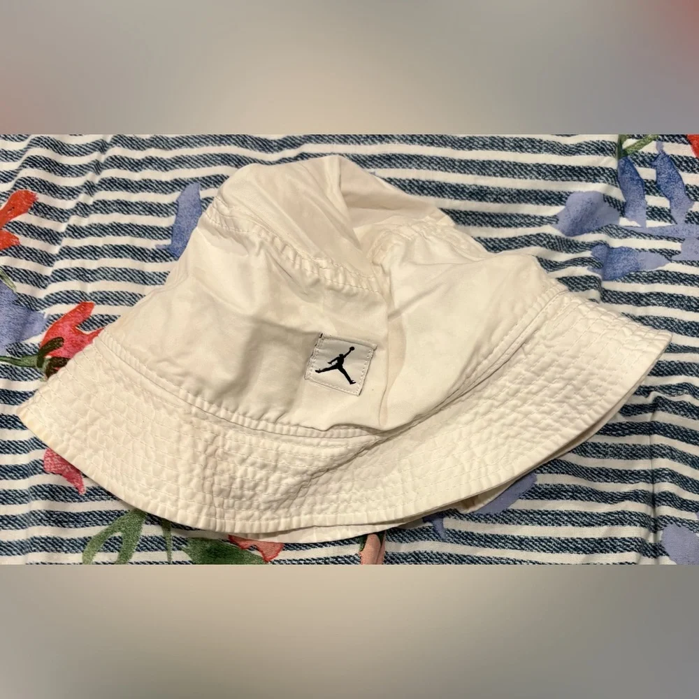 Jordan White Bucket Hat with Jumpman Logo